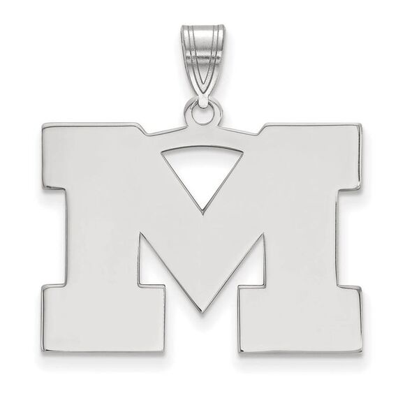 14k White Gold U. of Michigan Large Initial M Pendant